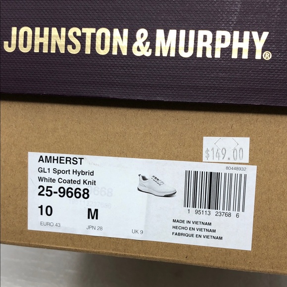 NEW Johnston & Murphy Golf Shoes Amherst GL1 Sport Hybrid White Coated Knit 10M - Picture 15 of 17